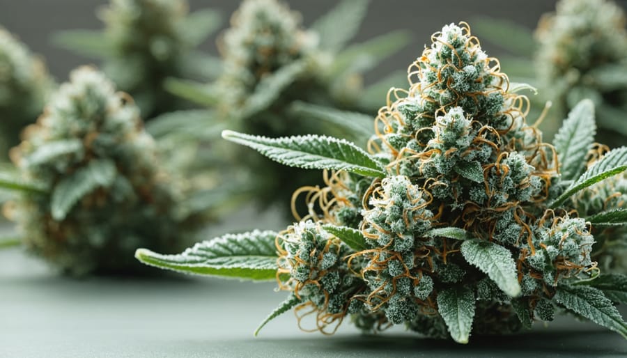 Close-up of cannabis flower showing trichomes and structure